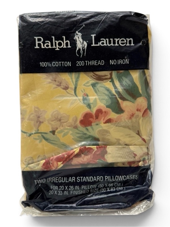 Ralph Lauren Other - Vintage Ralph Lauren Evelyn Yellow Floral Bow Set of 2 IRREGULAR Pillowcases